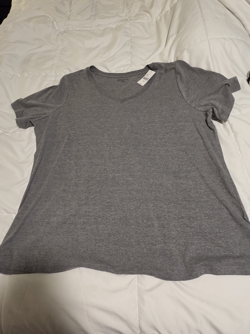 Lane Bryant Gray V-Neck Perfect Tee Short Sleeve Tee